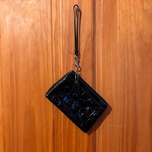 Coach Shiny Material Black Wristlet